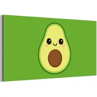 MuchoWow Aluminium schilderij 160x80 cm - Wanddecoratie metaal - Avocado - Groen - Speels - Metalen muurdecoratie woonkamer - Decoratie industrieel - Foto op dibond - Industriële accessoires slaapkamer