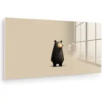 MuchoWow Glasschilderij 40x20 cm - Schilderij acrylglas - Beer - Donkerbruin - Minimalistisch - Foto op glas - Muurdecoratie woonkamer - Wanddecoratie slaapkamer - Schilderijen