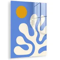 MuchoWow Glasschilderij 30x40 cm - Schilderij acrylglas - Minimalistisch - Organisch patroon - Blauw - Foto op glas - Muurdecoratie woonkamer - Wanddecoratie slaapkamer - Schilderijen