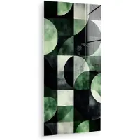 MuchoWow Glasschilderij 80x160 cm - Schilderij acrylglas - Abstract - Groen - Vormen - Foto op glas - Muurdecoratie woonkamer - Wanddecoratie slaapkamer - Schilderijen