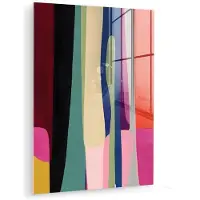 MuchoWow Glasschilderij 30x40 cm - Schilderij acrylglas - Kleurbanen - Verticaal - Kleurrijk - Foto op glas - Muurdecoratie woonkamer - Wanddecoratie slaapkamer - Schilderijen