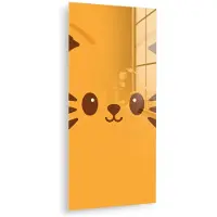 MuchoWow Glasschilderij 20x40 cm - Schilderij acrylglas - Kat - Simplistisch - Oranje - Vrolijk - Foto op glas - Muurdecoratie woonkamer - Wanddecoratie slaapkamer - Schilderijen
