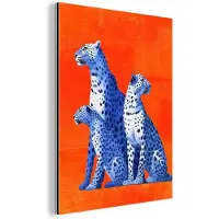 MuchoWow Aluminium schilderij 30x40 cm - Wanddecoratie metaal - Luipaarden - Stippen - Oranje - Metalen muurdecoratie woonkamer - Decoratie industrieel - Foto op dibond - Industriële accessoires slaapkamer