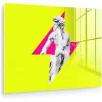 MuchoWow Glasschilderij 40x30 cm - Schilderij acrylglas - Beeld - Man - Bliksemschicht - Geel - Foto op glas - Muurdecoratie woonkamer - Wanddecoratie slaapkamer - Schilderijen