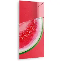 MuchoWow Glasschilderij 40x80 cm - Schilderij acrylglas - Watermeloen - Rood - Zomers - Foto op glas - Muurdecoratie woonkamer - Wanddecoratie slaapkamer - Schilderijen