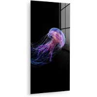 MuchoWow Glasschilderij 60x120 cm - Schilderij acrylglas - Kwal - Doorzichtig - Roze - Tentakels - Foto op glas - Muurdecoratie woonkamer - Wanddecoratie slaapkamer - Schilderijen