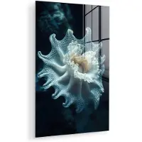 MuchoWow Glasschilderij 120x180 cm - Schilderij acrylglas - Zeewezen - Wit - Golven - Water - Foto op glas - Muurdecoratie woonkamer - Wanddecoratie slaapkamer - Schilderijen