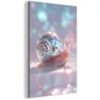 MuchoWow Aluminium schilderij 80x120 cm - Wanddecoratie metaal - Slak - Disco - Mozaïek - Blauw - Metalen muurdecoratie woonkamer - Decoratie industrieel - Foto op dibond - Industriële accessoires slaapkamer