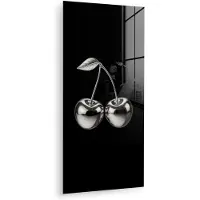 MuchoWow Glasschilderij 20x40 cm - Schilderij acrylglas - Kers - Luxueus - Metallic - Foto op glas - Muurdecoratie woonkamer - Wanddecoratie slaapkamer - Schilderijen