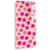 MuchoWow Glasschilderij 60x120 cm - Schilderij acrylglas - Bloemen - Patroon - Roze - Foto op glas - Muurdecoratie woonkamer - Wanddecoratie slaapkamer - Schilderijen