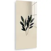 MuchoWow Glasschilderij 80x160 cm - Schilderij acrylglas - Ovaalvormige bladeren - Diep groen - Symmetrisch - Foto op glas - Muurdecoratie woonkamer - Wanddecoratie slaapkamer - Schilderijen