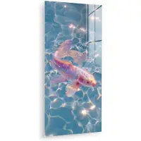 MuchoWow Glasschilderij 60x120 cm - Schilderij acrylglas - Vis - Water - Blauw - Licht - Foto op glas - Muurdecoratie woonkamer - Wanddecoratie slaapkamer - Schilderijen
