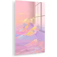 MuchoWow Glasschilderij 20x30 cm - Schilderij acrylglas - Bergtoppen - Wolken - Dromerig - Foto op glas - Muurdecoratie woonkamer - Wanddecoratie slaapkamer - Schilderijen