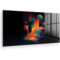 MuchoWow Glasschilderij 160x80 cm - Schilderij acrylglas - Abstract - Trappen - Mens - Planeten - Foto op glas - Muurdecoratie woonkamer - Wanddecoratie slaapkamer - Schilderijen