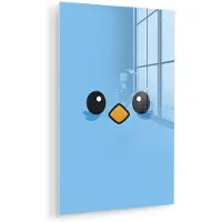 MuchoWow Glasschilderij 20x30 cm - Schilderij acrylglas - Vogel - Blauw - Eenvoudig - Foto op glas - Muurdecoratie woonkamer - Wanddecoratie slaapkamer - Schilderijen