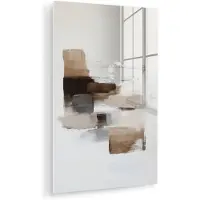 MuchoWow Glasschilderij 20x30 cm - Schilderij acrylglas - Penseelstreken - Balans - Beige - Bruin - Foto op glas - Muurdecoratie woonkamer - Wanddecoratie slaapkamer - Schilderijen