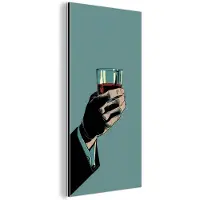 MuchoWow Aluminium schilderij 80x160 cm - Wanddecoratie metaal - Arm - Glas - Pak - Blauw - Metalen muurdecoratie woonkamer - Decoratie industrieel - Foto op dibond - Industriële accessoires slaapkamer