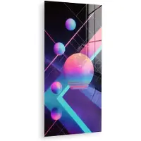 MuchoWow Glasschilderij 40x80 cm - Schilderij acrylglas - Cirkels - Vlakken - Abstract - Blauw - Foto op glas - Muurdecoratie woonkamer - Wanddecoratie slaapkamer - Schilderijen