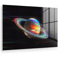 MuchoWow Glasschilderij 60x40 cm - Schilderij acrylglas - Planeet - Cirkel - Kleurrijk - Foto op glas - Muurdecoratie woonkamer - Wanddecoratie slaapkamer - Schilderijen