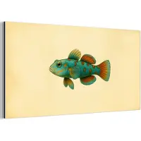 MuchoWow Aluminium schilderij 40x20 cm - Wanddecoratie metaal - Vis - Blauw - Stippen - Schubben - Metalen muurdecoratie woonkamer - Decoratie industrieel - Foto op dibond - Industriële accessoires slaapkamer