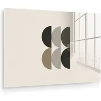 MuchoWow Glasschilderij 120x80 cm - Schilderij acrylglas - Halve cirkels - Aardetinten - Grafisch - Foto op glas - Muurdecoratie woonkamer - Wanddecoratie slaapkamer - Schilderijen