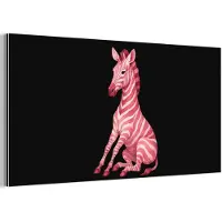 MuchoWow Aluminium schilderij 80x40 cm - Wanddecoratie metaal - Zebra - Roze - Gestreept - Metalen muurdecoratie woonkamer - Decoratie industrieel - Foto op dibond - Industriële accessoires slaapkamer