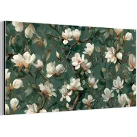 MuchoWow Aluminium schilderij 40x20 cm - Wanddecoratie metaal - Bloemen - Takken - Wit - Klassiek - Metalen muurdecoratie woonkamer - Decoratie industrieel - Foto op dibond - Industriële accessoires slaapkamer