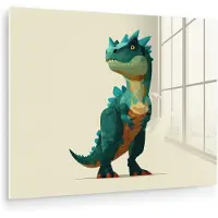 MuchoWow Glasschilderij 40x30 cm - Schilderij acrylglas - Stekels - Dino - Blauw - Gespierd - Foto op glas - Muurdecoratie woonkamer - Wanddecoratie slaapkamer - Schilderijen