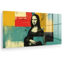 MuchoWow Glasschilderij 120x60 cm - Schilderij acrylglas - Vrouw - Kleurvlakken - Klassieke schilderkunst - Foto op glas - Muurdecoratie woonkamer - Wanddecoratie slaapkamer - Schilderijen