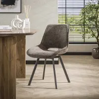 Dimehouse Set van 4 eetkamerstoelen Riviera Rich Taupe draaibaar - Chenille - Scandinavisch & Basic