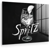 MuchoWow Glasschilderij 120x90 cm - Schilderij acrylglas - Glas spritz - Krijtletters - Ijsblokjes - Citroen - Foto op glas - Muurdecoratie woonkamer - Wanddecoratie slaapkamer - Schilderijen