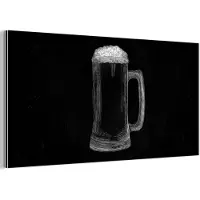 MuchoWow Aluminium schilderij 160x80 cm - Wanddecoratie metaal - Bierpul - Schuim - Krijttekening - Metalen muurdecoratie woonkamer - Decoratie industrieel - Foto op dibond - Industriële accessoires slaapkamer