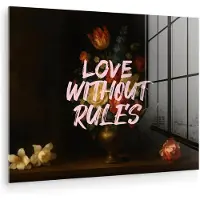 MuchoWow Glasschilderij 40x30 cm - Schilderij acrylglas - Liefde - Modern - Bloemen - Foto op glas - Muurdecoratie woonkamer - Wanddecoratie slaapkamer - Schilderijen