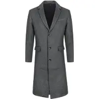 Allthemen ALLTHEMAN Heren Effen Lange Winterjas tot over de Knie - Wollen Slank fit Warm Jasje - XS