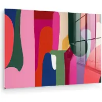 MuchoWow Glasschilderij 120x80 cm - Schilderij acrylglas - Kleurvakken - Recht - Rond - Abstract - Foto op glas - Muurdecoratie woonkamer - Wanddecoratie slaapkamer - Schilderijen