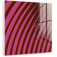 MuchoWow Glasschilderij 20x20 cm - Schilderij acrylglas - Lijnen - Rood - Beweging - Foto op glas - Muurdecoratie woonkamer - Wanddecoratie slaapkamer - Schilderijen