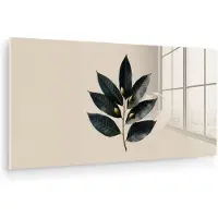 MuchoWow Glasschilderij 40x20 cm - Schilderij acrylglas - Laurierbladeren - Bloemknoppen - subtiel - Foto op glas - Muurdecoratie woonkamer - Wanddecoratie slaapkamer - Schilderijen