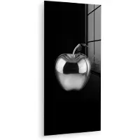 MuchoWow Glasschilderij 80x160 cm - Schilderij acrylglas - Appel - Metallic - Symmetrisch - Foto op glas - Muurdecoratie woonkamer - Wanddecoratie slaapkamer - Schilderijen