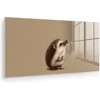MuchoWow Glasschilderij 40x20 cm - Schilderij acrylglas - Egel - Snuitje - Bruin - Stekels - Foto op glas - Muurdecoratie woonkamer - Wanddecoratie slaapkamer - Schilderijen