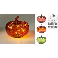 Koopmann Pompoen Met LED 13cm Verschillende verschillende Glas Decoratief