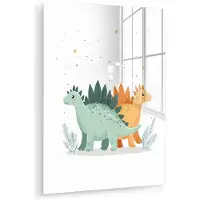 MuchoWow Glasschilderij 120x160 cm - Schilderij acrylglas - Planten - Sterren - Dinosaurussen - Oranje - Foto op glas - Muurdecoratie woonkamer - Wanddecoratie slaapkamer - Schilderijen