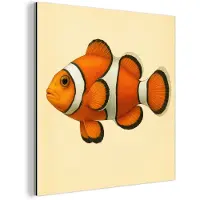 MuchoWow Aluminium schilderij 20x20 cm - Wanddecoratie metaal - Vis - Oranje - Strepen - Metalen muurdecoratie woonkamer - Decoratie industrieel - Foto op dibond - Industriële accessoires slaapkamer