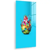 MuchoWow Glasschilderij 20x40 cm - Schilderij acrylglas - Drakenfruit - Blauw - Levendig - Foto op glas - Muurdecoratie woonkamer - Wanddecoratie slaapkamer - Schilderijen