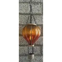 Impuls Decoratieve solarlamp luchtballon " met flame LED " - 2 kleuren geel+oranje - kunststof - hangend model - hoogte 37 x dia 11 cm - Tuindecoratie - Tuinverlichting