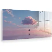 MuchoWow Glasschilderij 80x40 cm - Schilderij acrylglas - Wolk - Schommel - Kleurrijke lucht - Foto op glas - Muurdecoratie woonkamer - Wanddecoratie slaapkamer - Schilderijen