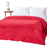 Homescapes Gewatteerde sprei van 100% katoen, rood/wit, 230 x 250 cm