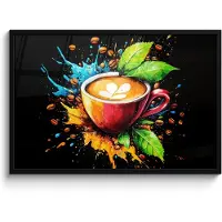 PosterMonkey Poster in lijst - Fotolijst 90x60 cm - Posters - Koffie - Graffiti - Drinken - Abstract - Posterlijst zwart - Decoratie - Wanddecoratie woonkamer - Muurdecoratie slaapkamer