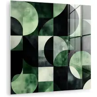 MuchoWow Glasschilderij 20x20 cm - Schilderij acrylglas - Abstract - Groen - Vormen - Foto op glas - Muurdecoratie woonkamer - Wanddecoratie slaapkamer - Schilderijen