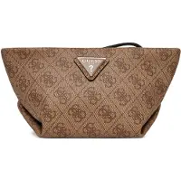 GUESS Toilettas Helina Top Zip Cosmetic Latte Logo Bruine