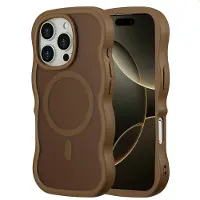 Selencia Wavy Backcover met MagSafe voor de Apple iPhone 16 Pro - Mocha Brown